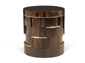 BABEL - Round ebony high side table by JOSÉ LEITE DE CASTRO - view 2
